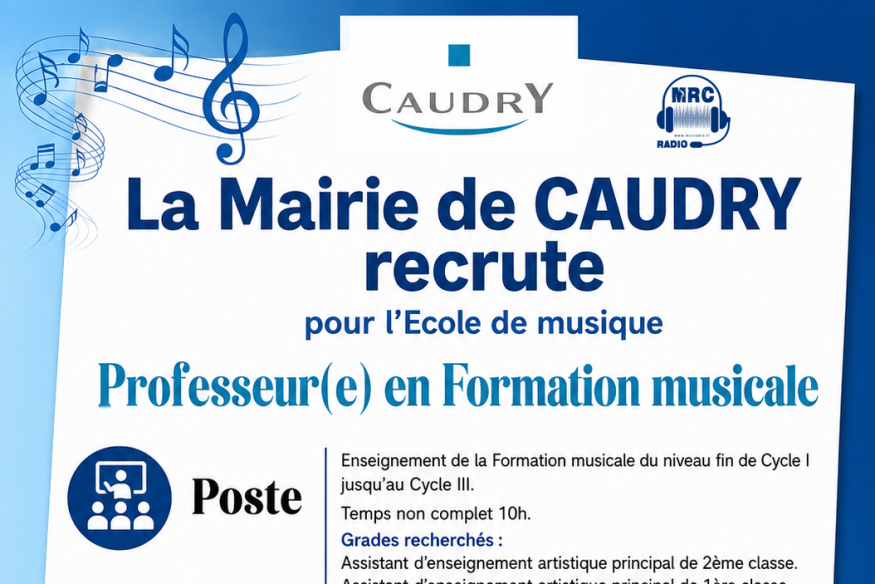 Caudry : La Mairie recrute un(e) professeur(e) en Formation Musicale pour son École de Musique